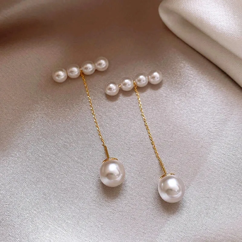 VAIGE Unique Simulated Pearl Drop Earrings with Copper Alloy Design – Fashionable Ear Accessories for Various Styles