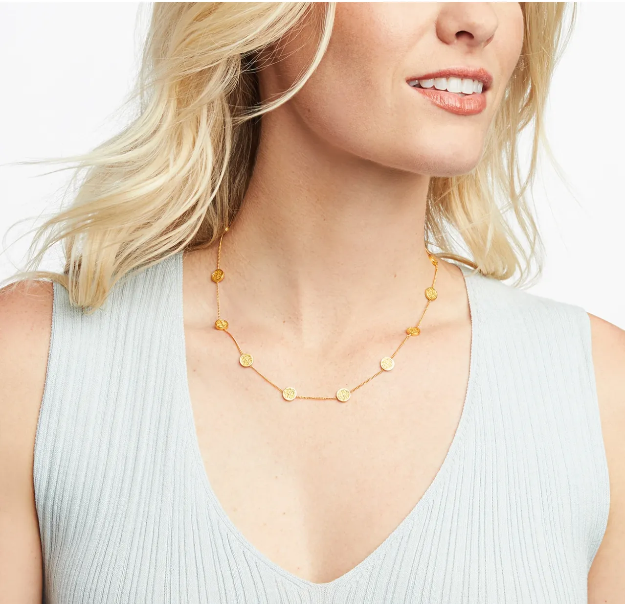 Valencia Mother Of Pearl Delicate Station Necklace