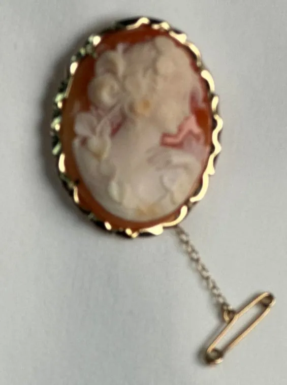 Valentine's Treasure: 14K Yellow Gold Cameo Brooch/Pendant - Elegance Redefined