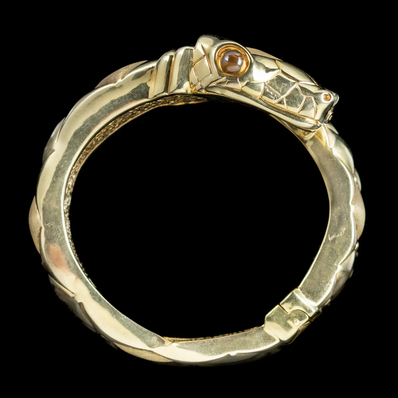 Vintage 18ct Gold Snake Bangle Citrine Eyes