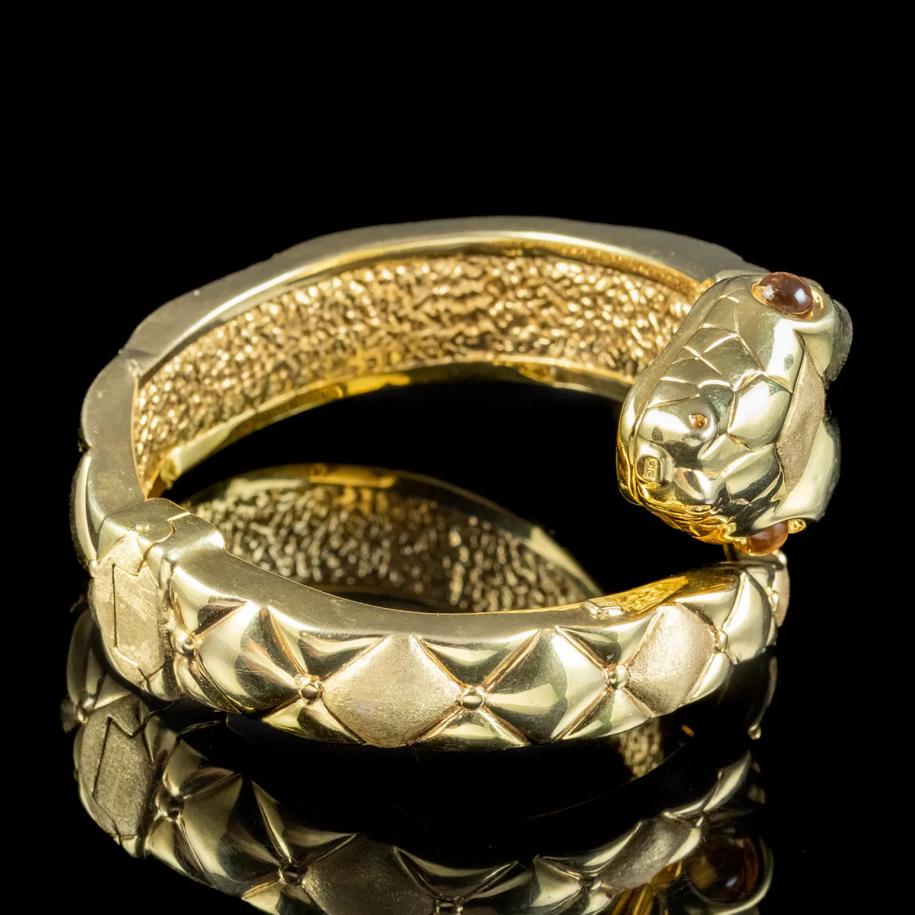 Vintage 18ct Gold Snake Bangle Citrine Eyes