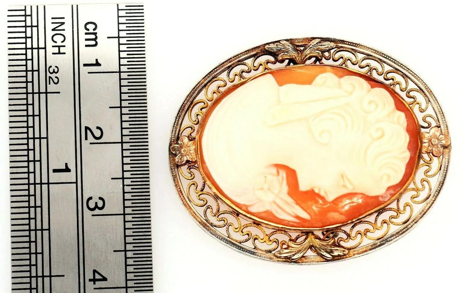 Vintage Shell Cameo Gold Filled Brooch