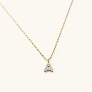 Waterproof Crystal Initial Necklaces- Gold