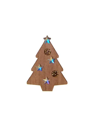 Wooden Christmas Tree Brooch